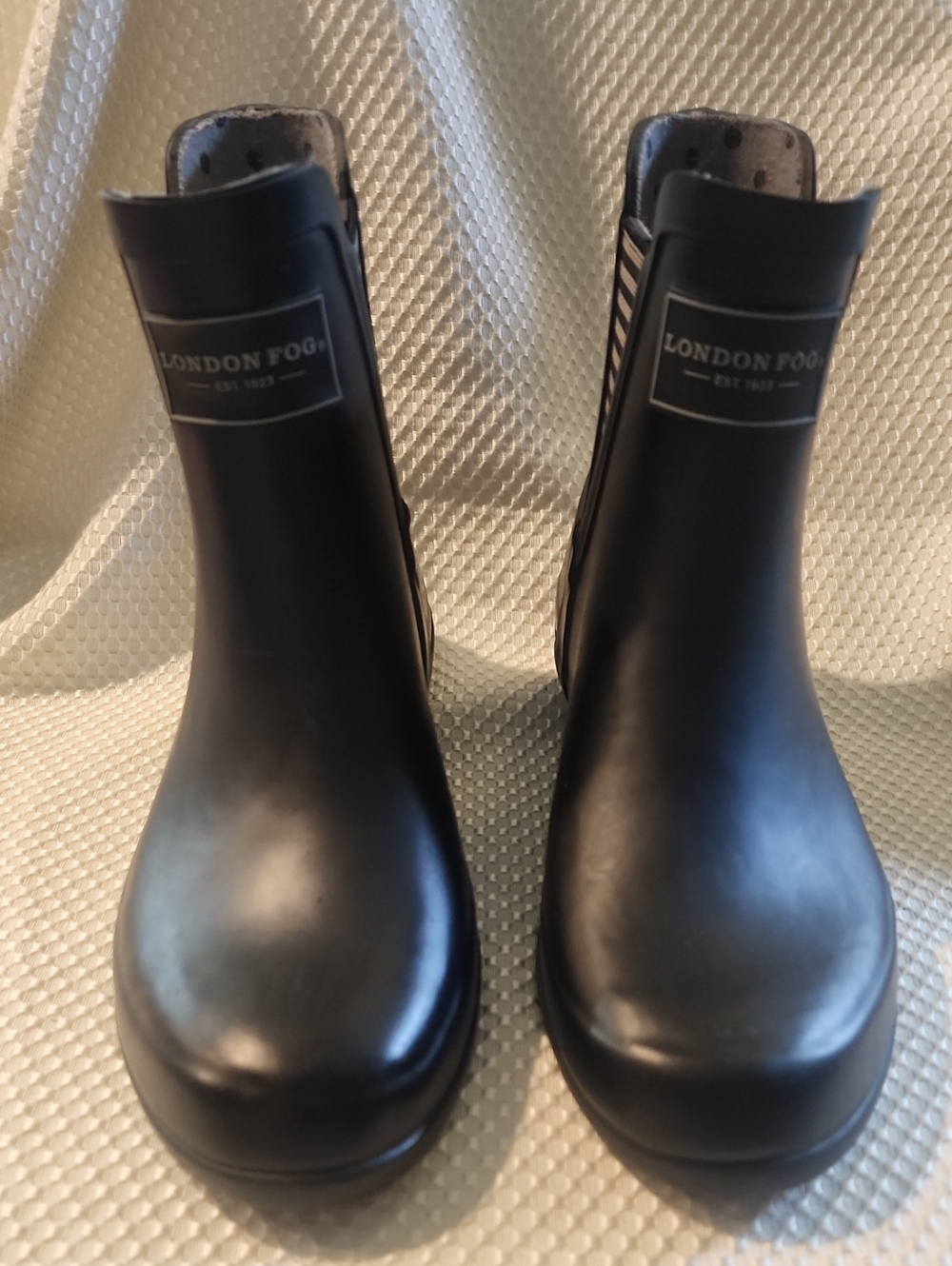 London Fog Black Matte Ankle Rain Boots